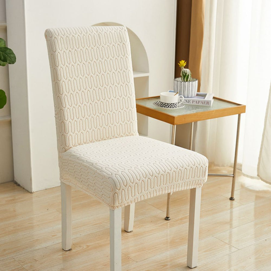 Elastic Jacquard Chair Cover-Covers & Textiles > Chair Covers-casanuva-Ripple Loop-Warm Beige-casanuva