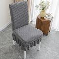Embossed Oval Knitting Chair Cover-Covers & Textiles > Chair Covers-casanuva-With Ruffles-Charcoal Gray-casanuva