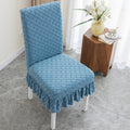 Embossed Oval Knitting Chair Cover-Covers & Textiles > Chair Covers-casanuva-With Ruffles-Sky Blue-casanuva