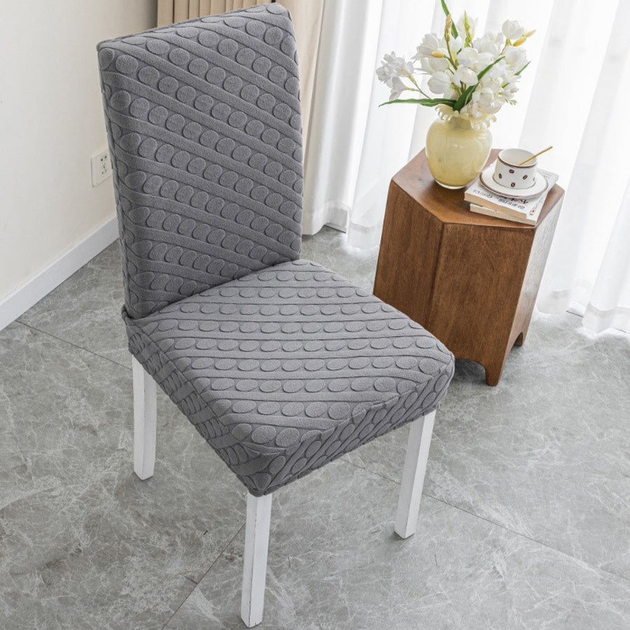 Embossed Oval Knitting Chair Cover-Covers & Textiles > Chair Covers-casanuva-Without Ruffles-Charcoal Gray-casanuva