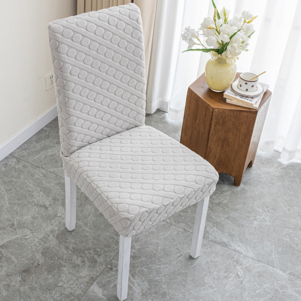 Embossed Oval Knitting Chair Cover-Covers & Textiles > Chair Covers-casanuva-Without Ruffles-Pale Gray-casanuva