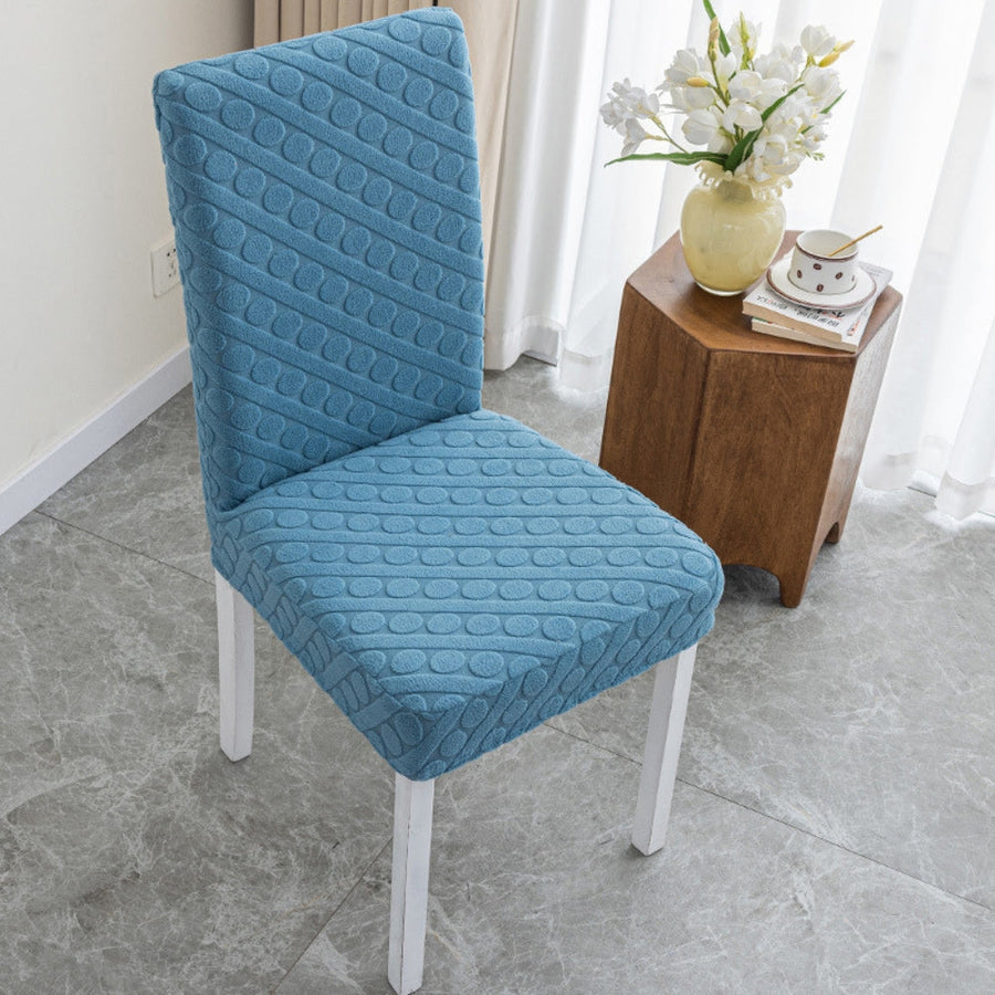 Embossed Oval Knitting Chair Cover-Covers & Textiles > Chair Covers-casanuva-Without Ruffles-Sky Blue-casanuva
