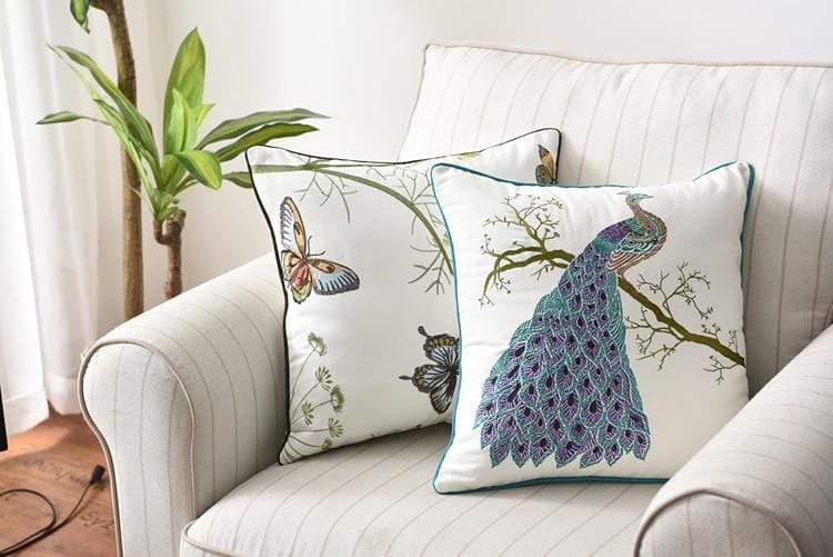 Embroidered Decorative Cushion Country Style Soft Fabric-Covers & Textiles > Throw Pillows-casanuva-casanuva