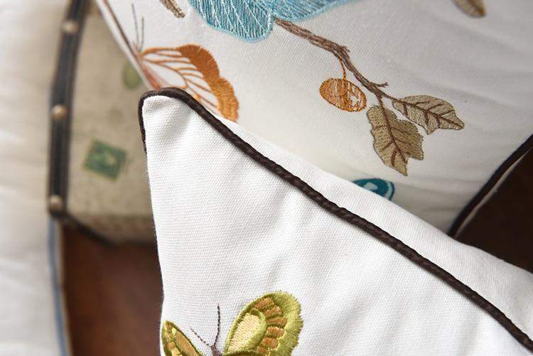 Embroidered Decorative Cushion Country Style Soft Fabric-Covers & Textiles > Throw Pillows-casanuva-casanuva
