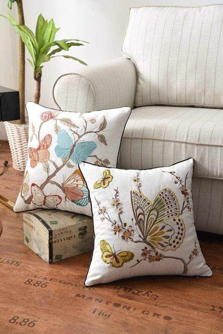 Embroidered Decorative Cushion Country Style Soft Fabric-Covers & Textiles > Throw Pillows-casanuva-casanuva