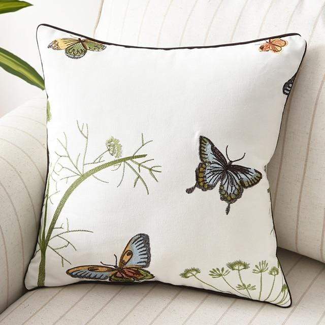 Embroidered Decorative Cushion Country Style Soft Fabric-Covers & Textiles > Throw Pillows-casanuva-D-casanuva