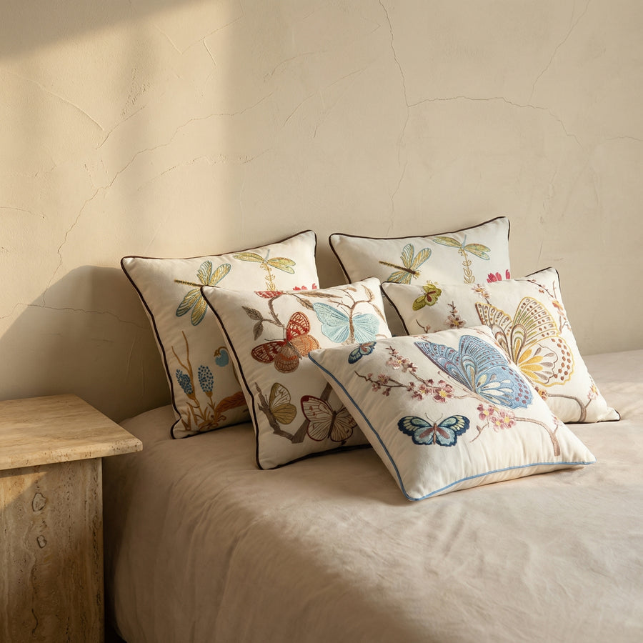 Embroidered Decorative Cushion Country Style Soft Fabric-Covers & Textiles > Throw Pillows-casanuva-casanuva