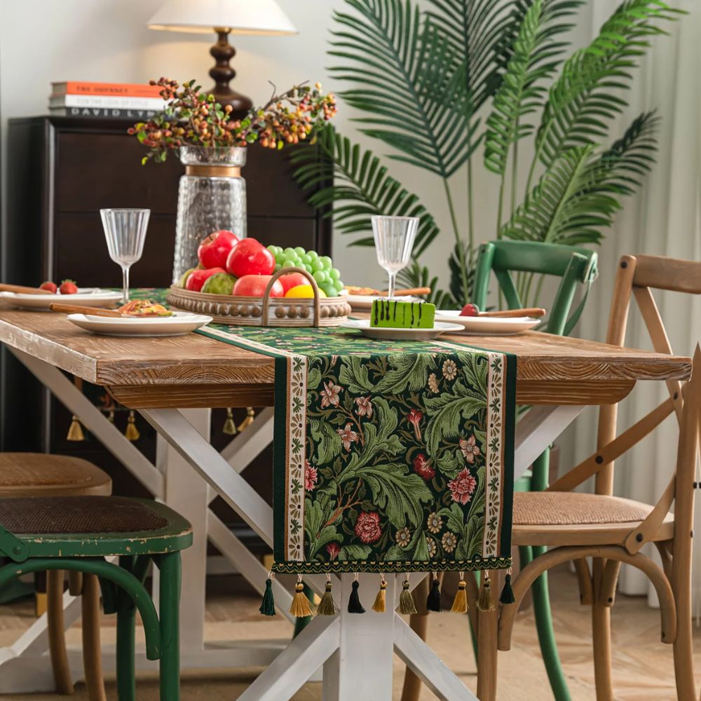 Embroidered Floral Table Runner-Covers & Textiles > Table Runners-casanuva-casanuva