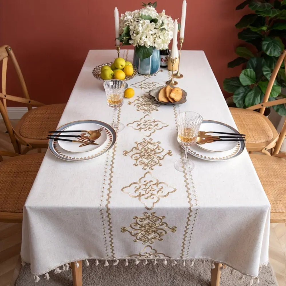 Embroidered Tablecloth Luxe Design-Covers & Textiles > Table Cloths-casanuva-casanuva