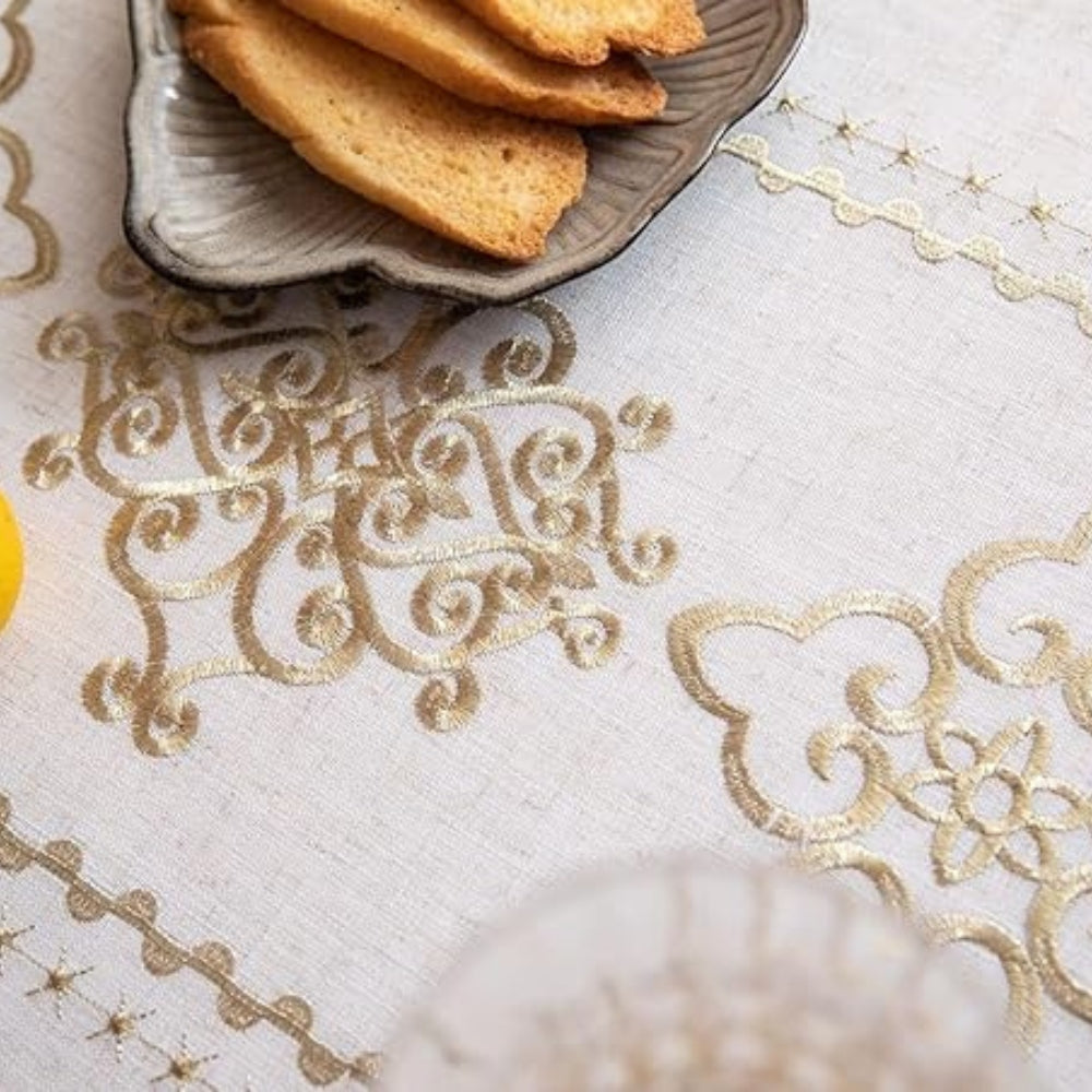 Embroidered Tablecloth Luxe Design-Covers & Textiles > Table Cloths-casanuva-casanuva