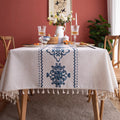 Embroidered Tablecloth Luxe Design-Covers & Textiles > Table Cloths-casanuva-Blue Charm-55"x55"-casanuva