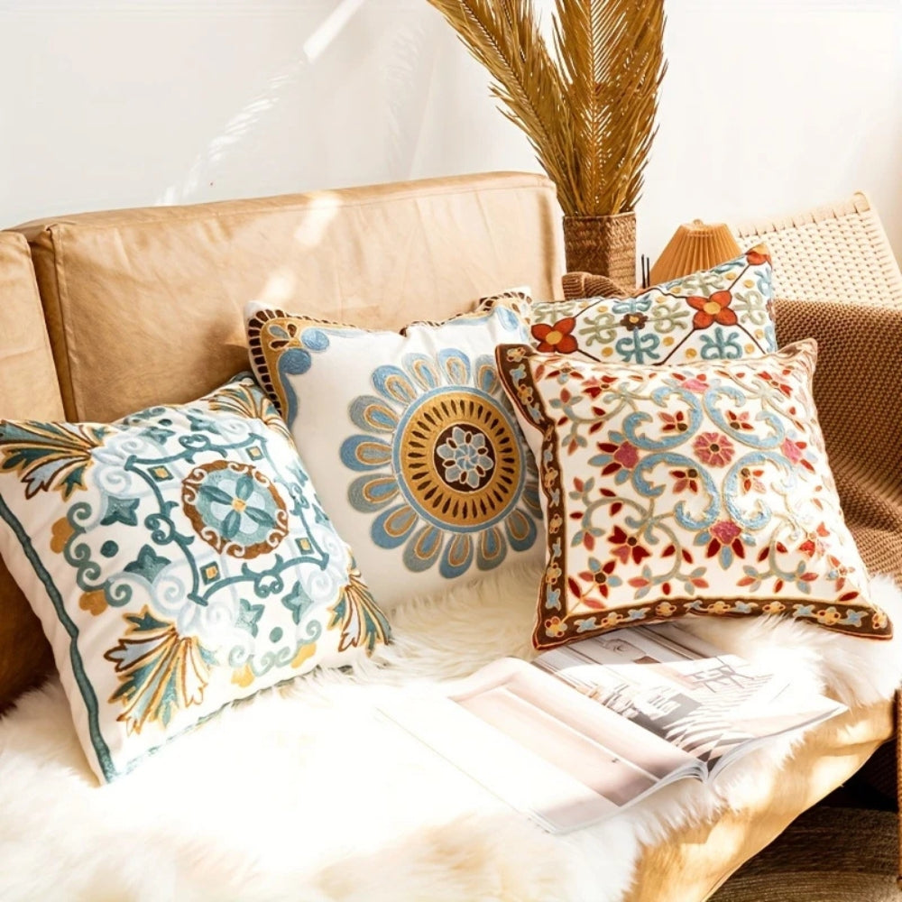 Embroidered Vintage Cushion Cover-Covers & Textiles > Cushion Covers-casanuva-casanuva