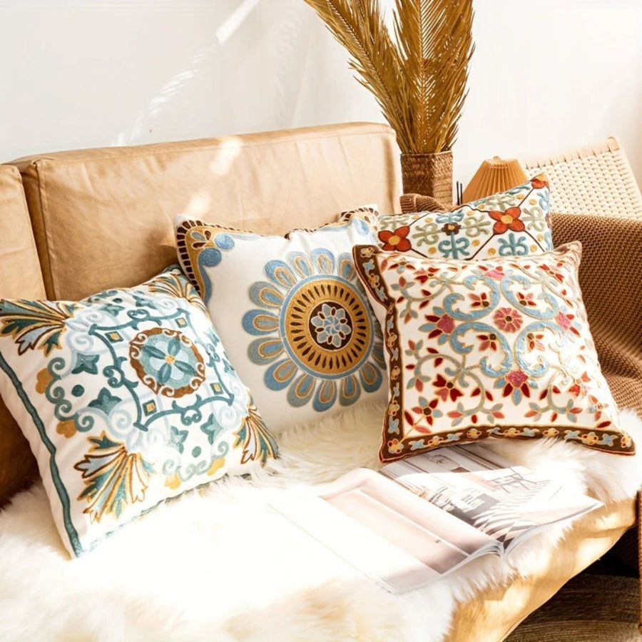 Embroidered Vintage Cushion Cover-Covers & Textiles > Cushion Covers-casanuva-casanuva