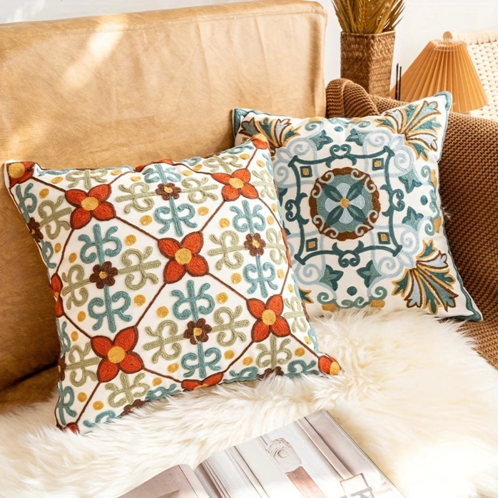 Embroidered Vintage Cushion Cover-Covers & Textiles > Cushion Covers-casanuva-casanuva