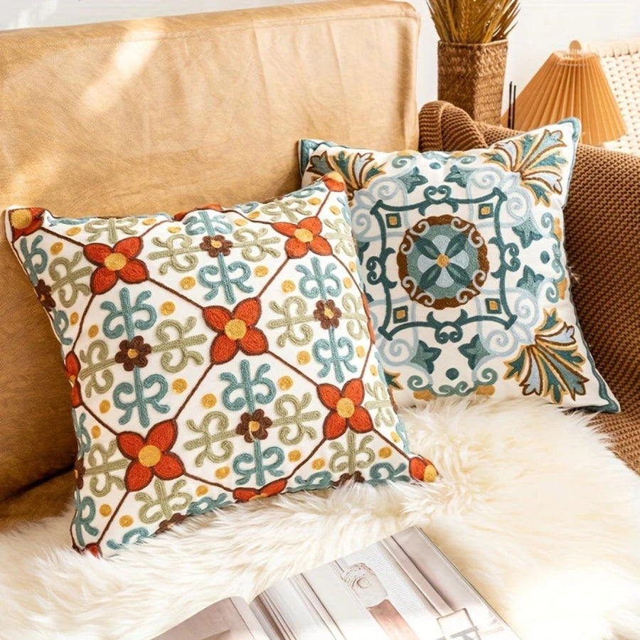Embroidered Vintage Cushion Cover-Covers & Textiles > Cushion Covers-casanuva-casanuva