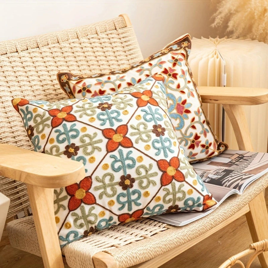 Embroidered Vintage Cushion Cover-Covers & Textiles > Cushion Covers-casanuva-casanuva