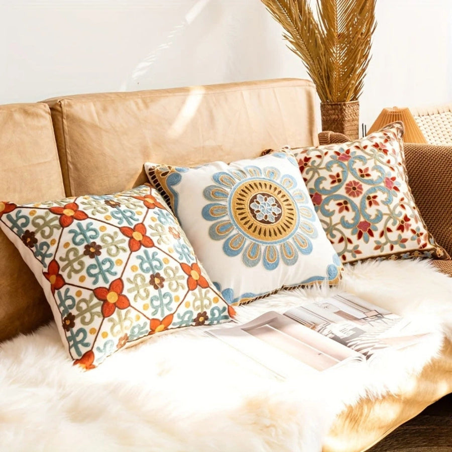 Embroidered Vintage Cushion Cover-Covers & Textiles > Cushion Covers-casanuva-casanuva