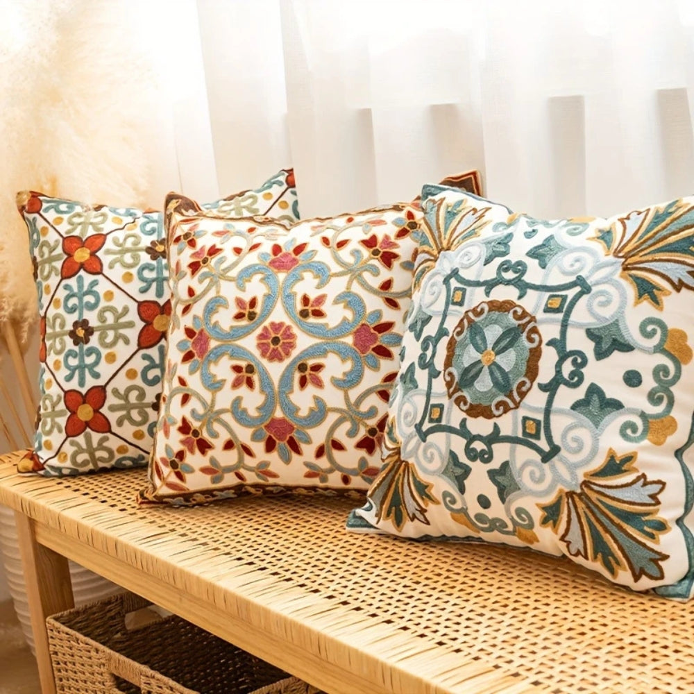 Embroidered Vintage Cushion Cover-Covers & Textiles > Cushion Covers-casanuva-casanuva