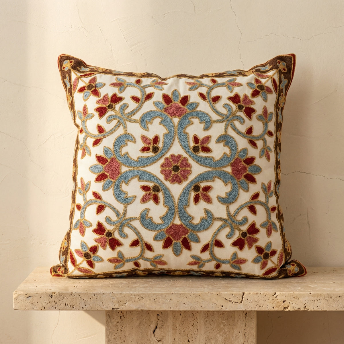 Embroidered Vintage Cushion Cover-Covers & Textiles > Cushion Covers-casanuva-casanuva