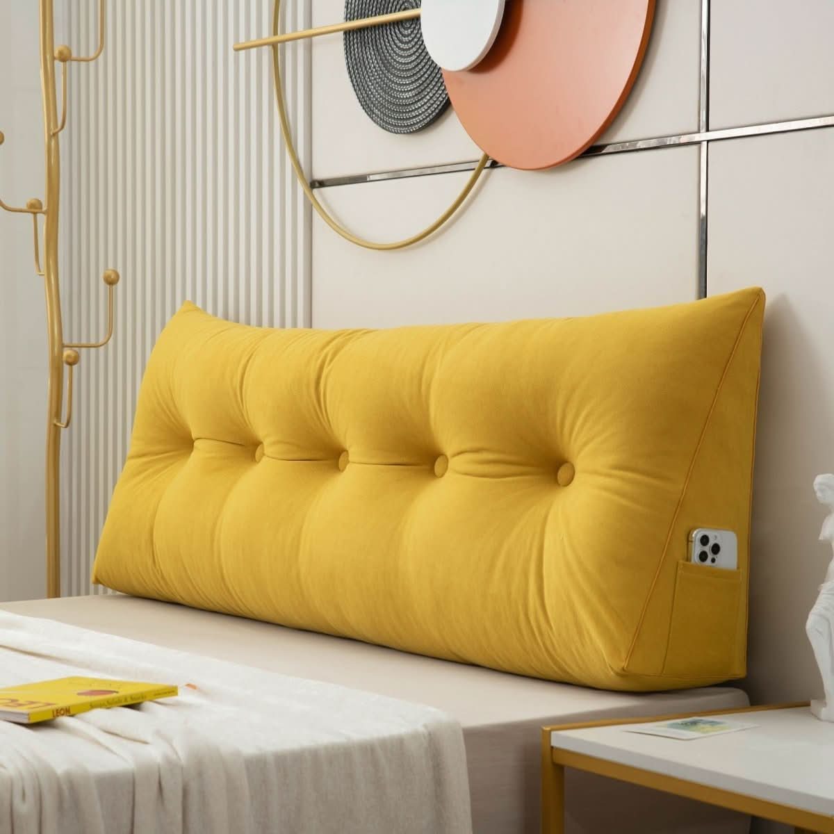 Ergonomic Wedge Cushion with Back Support-Bedding & Bath > Pillowcases-casanuva-Yellow-Small - 100x50x20cm-casanuva