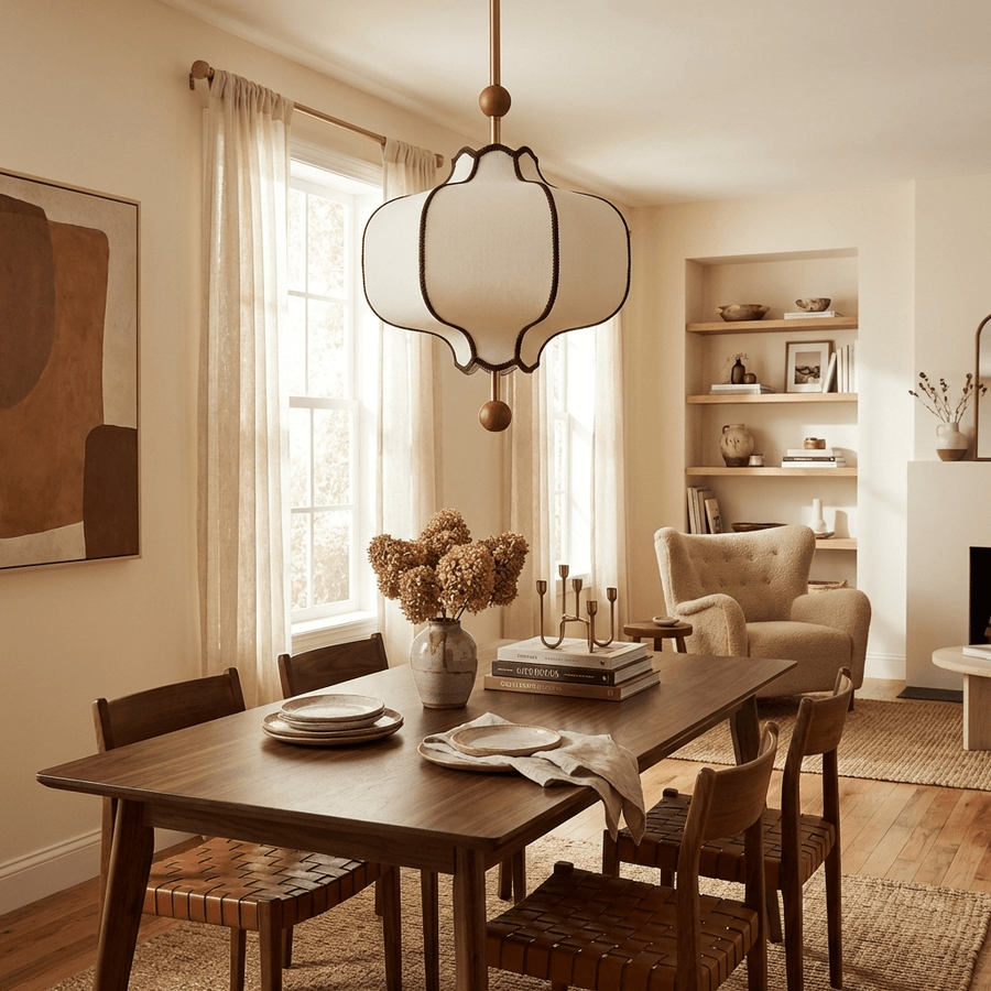 Fabric Lantern Pendant Light-Lighting > Pendant Lights-casanuva-casanuva