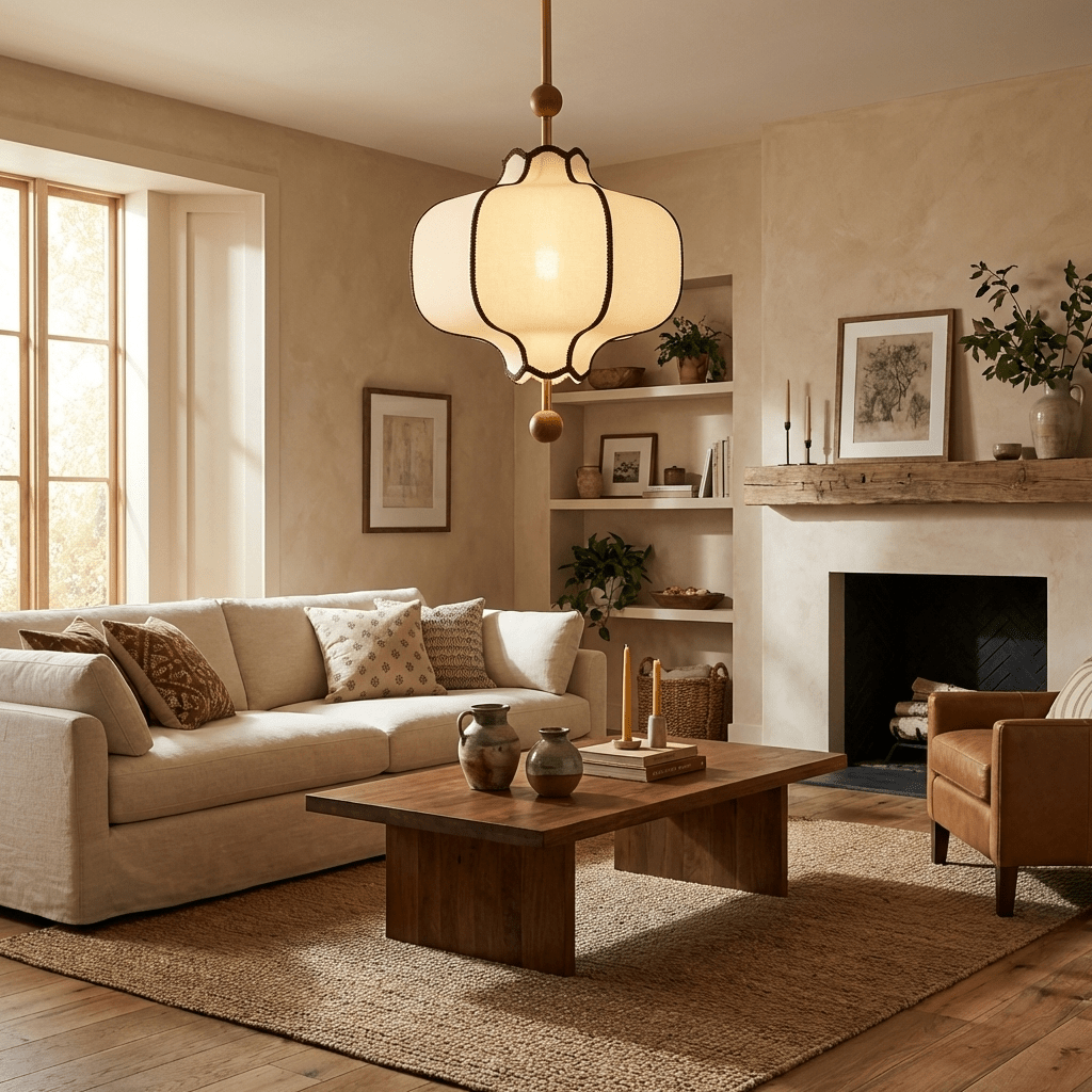 Fabric Lantern Pendant Light-Lighting > Pendant Lights-casanuva-casanuva