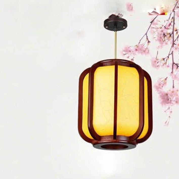 Faux Sheepskin Wooden Lantern Pendant Light 1-Light-Lighting > Pendant Lights-casanuva-casanuva