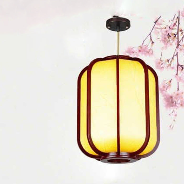 Faux Sheepskin Wooden Lantern Pendant Light 1-Light-Lighting > Pendant Lights-casanuva-casanuva