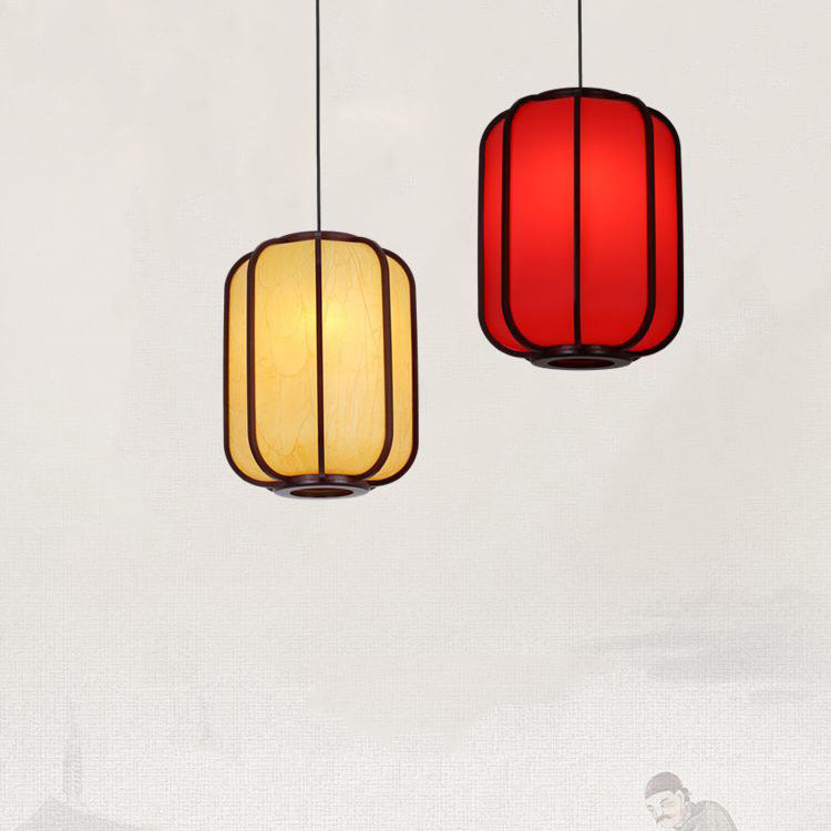 Faux Sheepskin Wooden Lantern Pendant Light 1-Light-Lighting > Pendant Lights-casanuva-casanuva