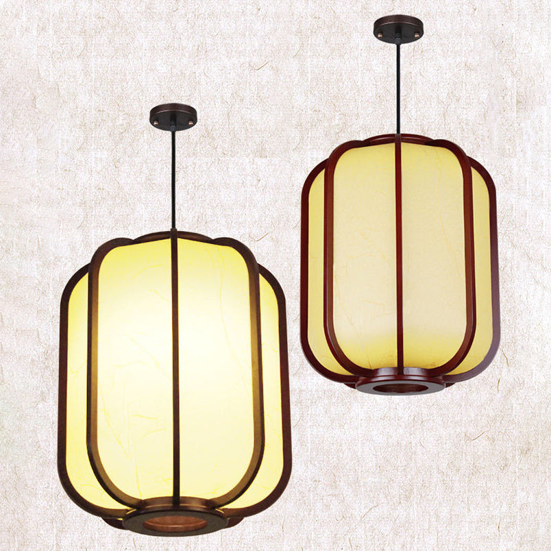 Faux Sheepskin Wooden Lantern Pendant Light 1-Light-Lighting > Pendant Lights-casanuva-casanuva