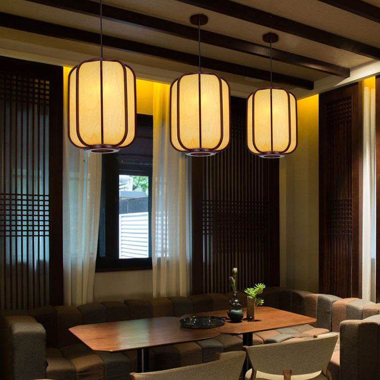 Faux Sheepskin Wooden Lantern Pendant Light 1-Light-Lighting > Pendant Lights-casanuva-casanuva