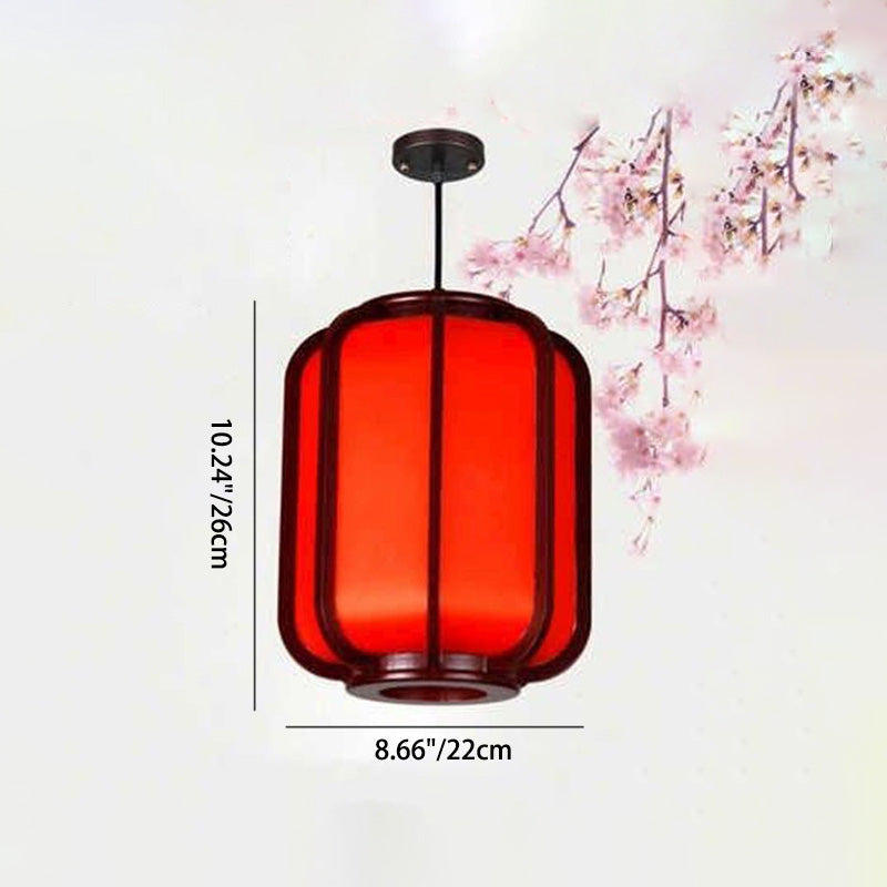 Faux Sheepskin Wooden Lantern Pendant Light 1-Light-Lighting > Pendant Lights-casanuva-casanuva