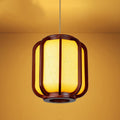 Faux Sheepskin Wooden Lantern Pendant Light 1-Light-Lighting > Pendant Lights-casanuva-casanuva