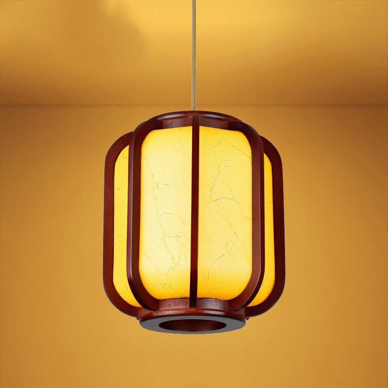 Faux Sheepskin Wooden Lantern Pendant Light 1-Light-Lighting > Pendant Lights-casanuva-casanuva