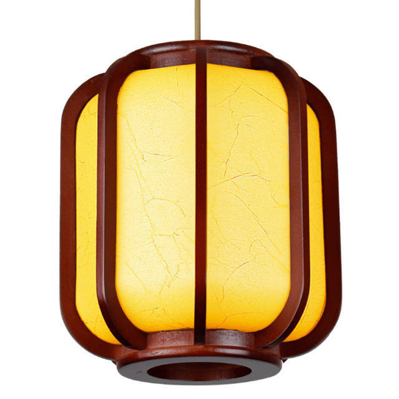 Faux Sheepskin Wooden Lantern Pendant Light 1-Light-Lighting > Pendant Lights-casanuva-casanuva
