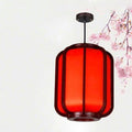 Faux Sheepskin Wooden Lantern Pendant Light 1-Light-Lighting > Pendant Lights-casanuva-Large-Red-110V-120V-casanuva