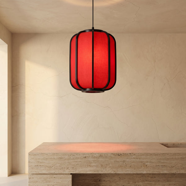Faux Sheepskin Wooden Lantern Pendant Light 1-Light-Lighting > Pendant Lights-casanuva-casanuva