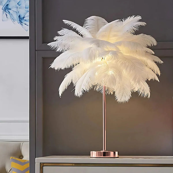 Feather Palm Tree Plant-Home Decor > Decorative Accessories-casanuva-White-Rose Gold-casanuva
