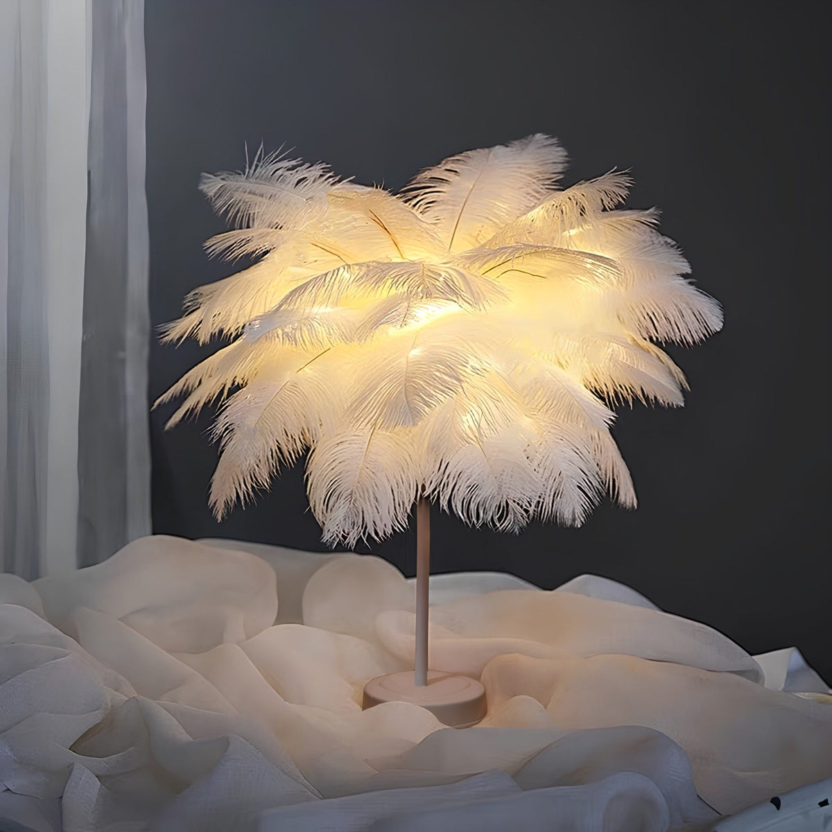 Feather Palm Tree Plant-Home Decor > Decorative Accessories-casanuva-White-White-casanuva