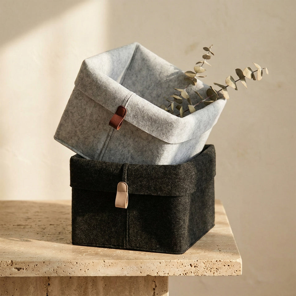Felt Storage Basket Stylish Organizer for Tidy Interiors-Home Decor > Decorative Accessories-casanuva-casanuva