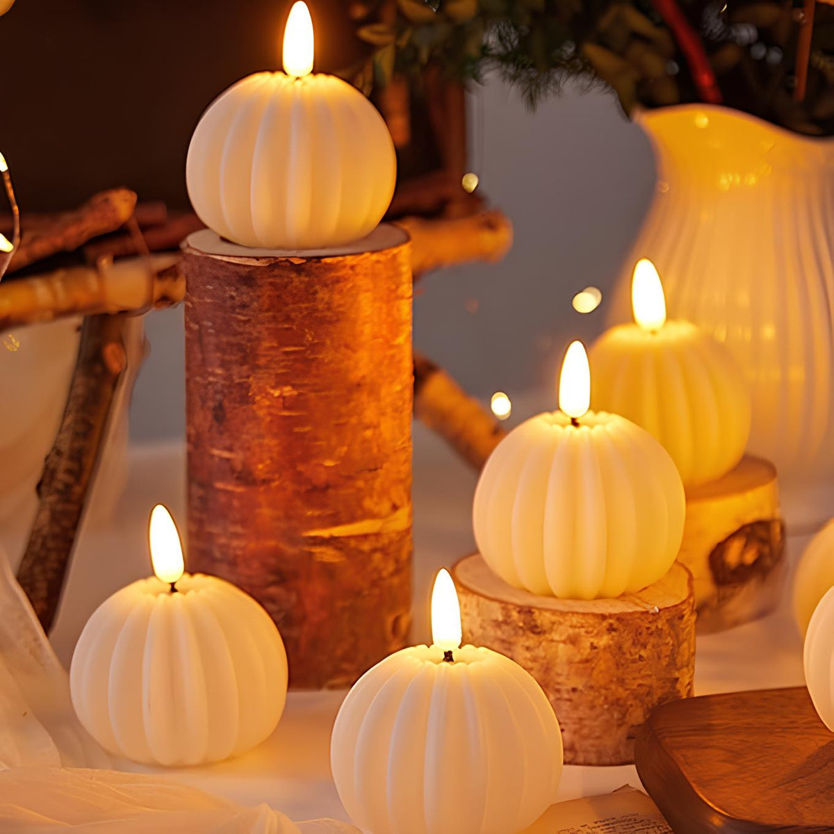 Flameless LED Block Candles-Home Decor > Decorative Accessories-casanuva-Pumpkin Candles - 12 p...-casanuva