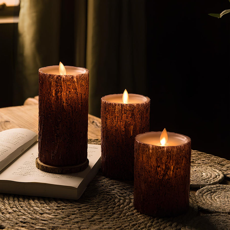 Flameless LED Block Candles-Home Decor > Decorative Accessories-casanuva-Wood Grand Candles - 3...-casanuva