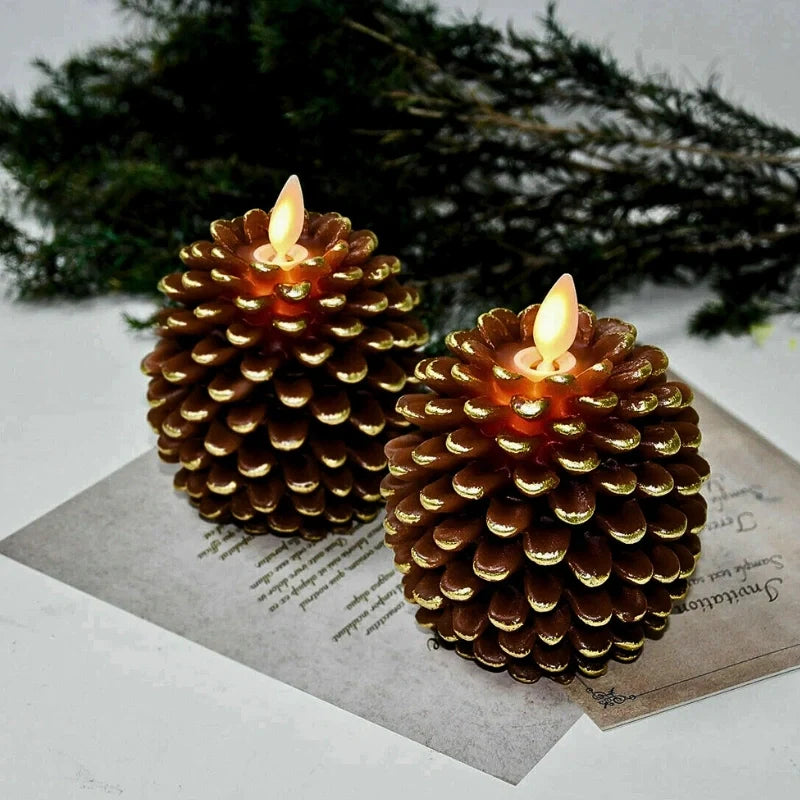 Flameless Pinecone Candle Set-Home Decor > Decorative Accessories-casanuva-casanuva