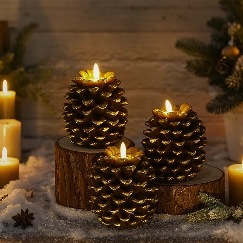 Flameless Pinecone Candle Set-Home Decor > Decorative Accessories-casanuva-casanuva