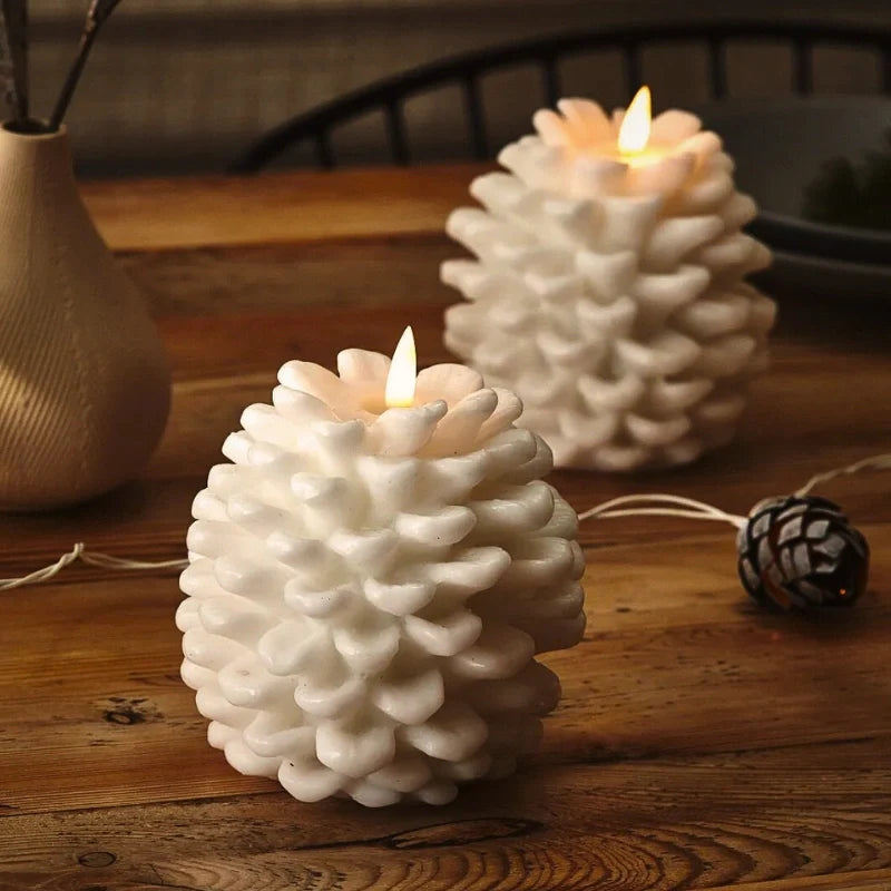 Flameless Pinecone Candle Set-Home Decor > Decorative Accessories-casanuva-Pure White-2-Pack-casanuva