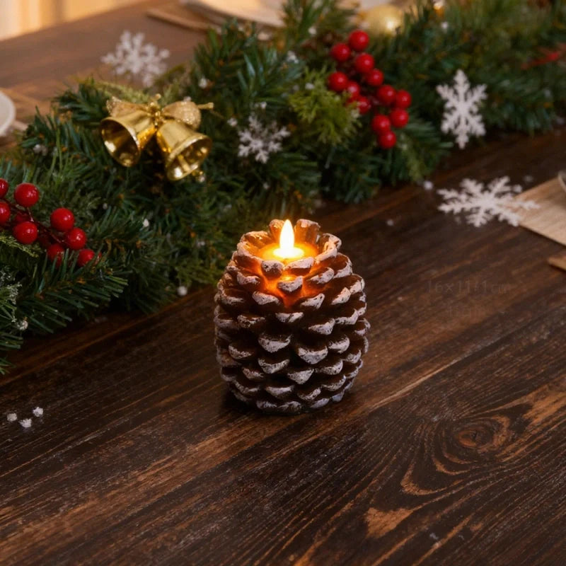 Flameless Pinecone Candle Set-Home Decor > Decorative Accessories-casanuva-White Brown-2-Pack-casanuva