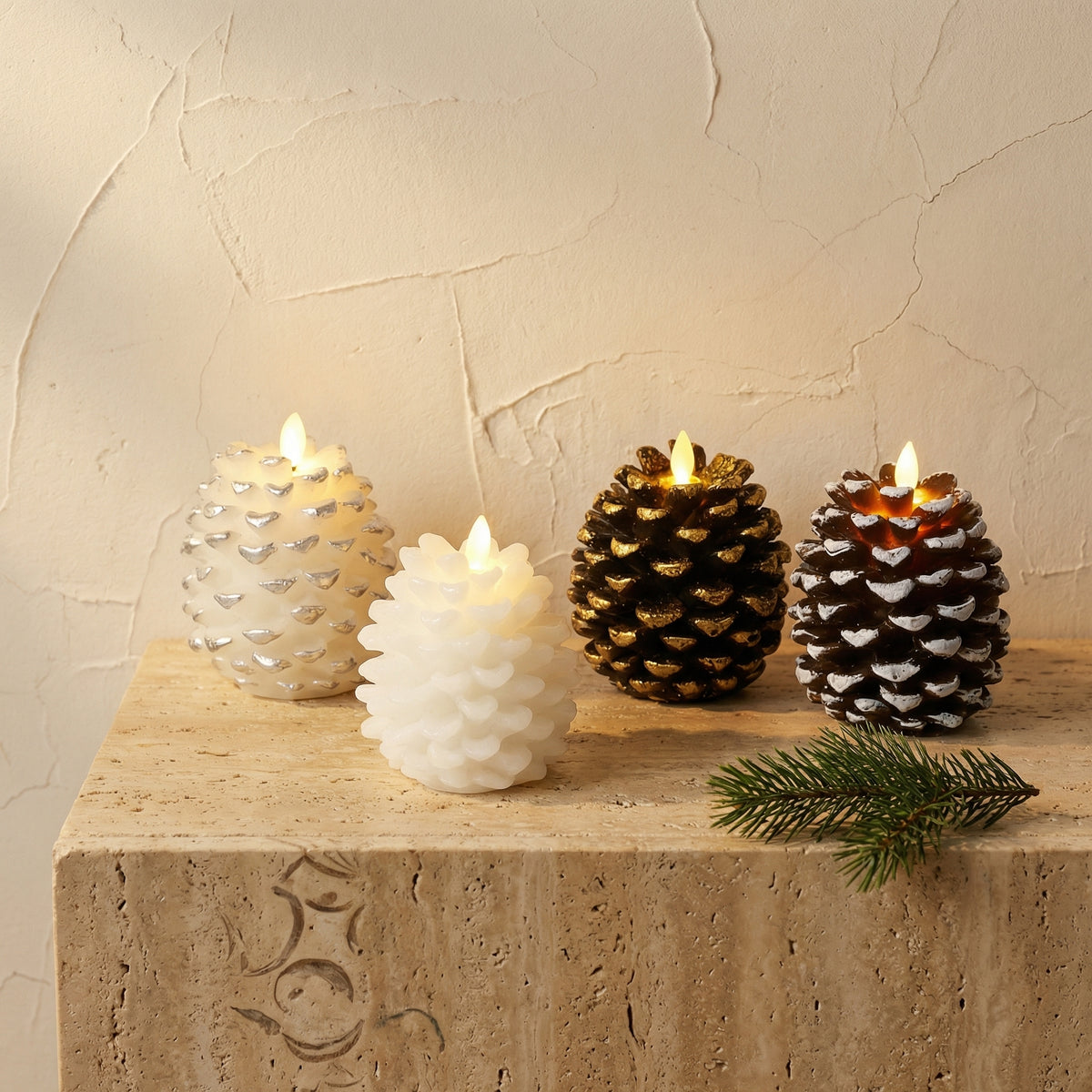 Flameless Pinecone Candle Set-Home Decor > Decorative Accessories-casanuva-casanuva