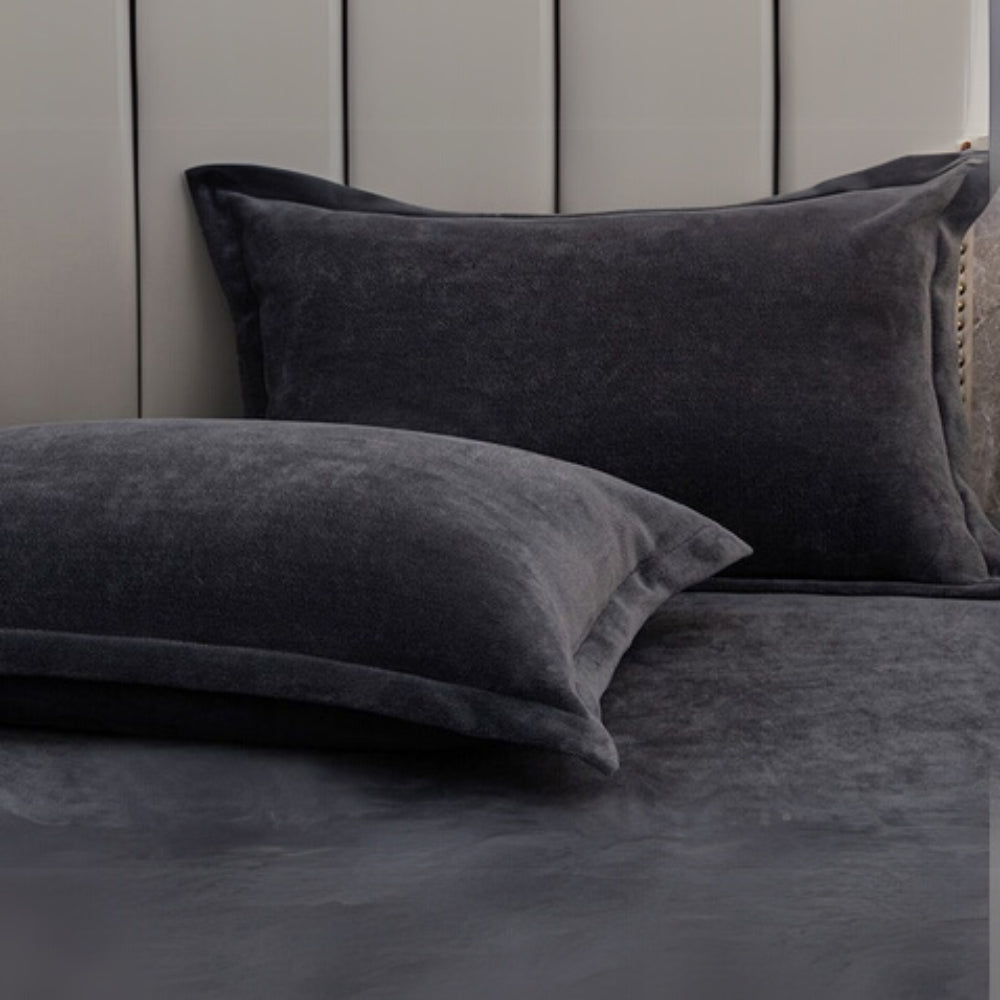 Fleece Pillow Covers for Comfort and Warmth-Bedding & Bath > Pillowcases-casanuva-Charcoal Black-19"x29"x0.79"-casanuva