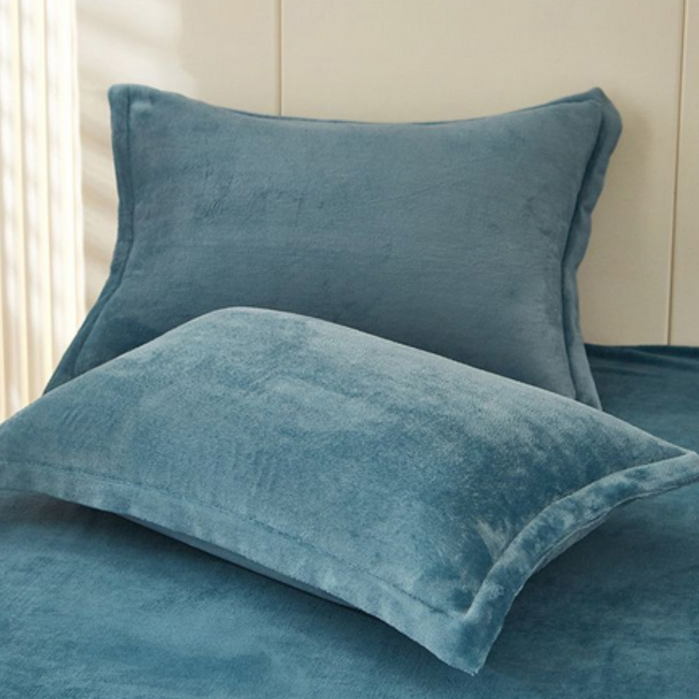 Fleece Pillow Covers for Comfort and Warmth-Bedding & Bath > Pillowcases-casanuva-Teal Blue-19"x29"x0.79"-casanuva