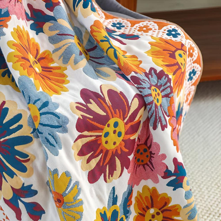 Floral Bath Towel Soft Cotton Absorbent Design-Bedding & Bath > Bath Towels-casanuva-casanuva